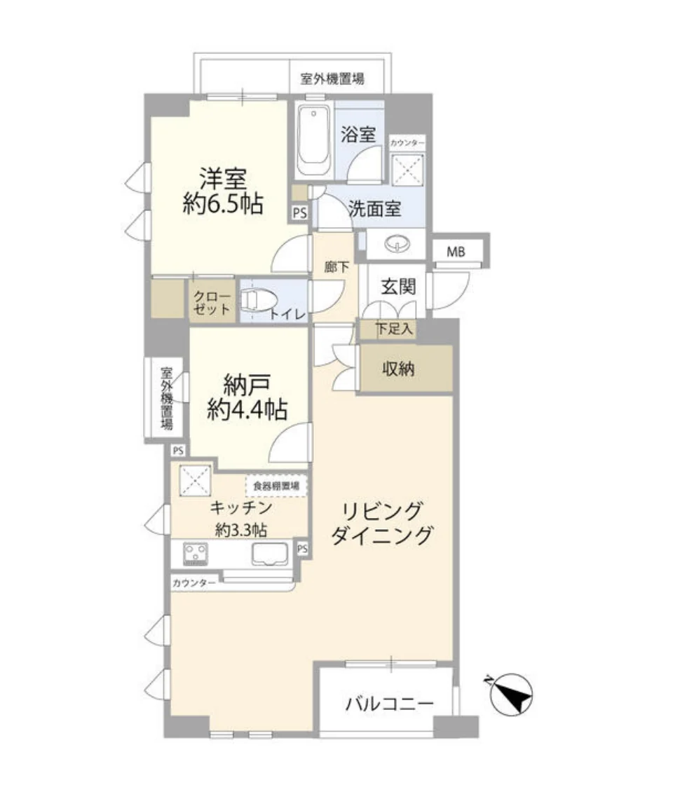 Floor plan — 1SLDK, 68.56 sq m. Labels are in the original Japanese.