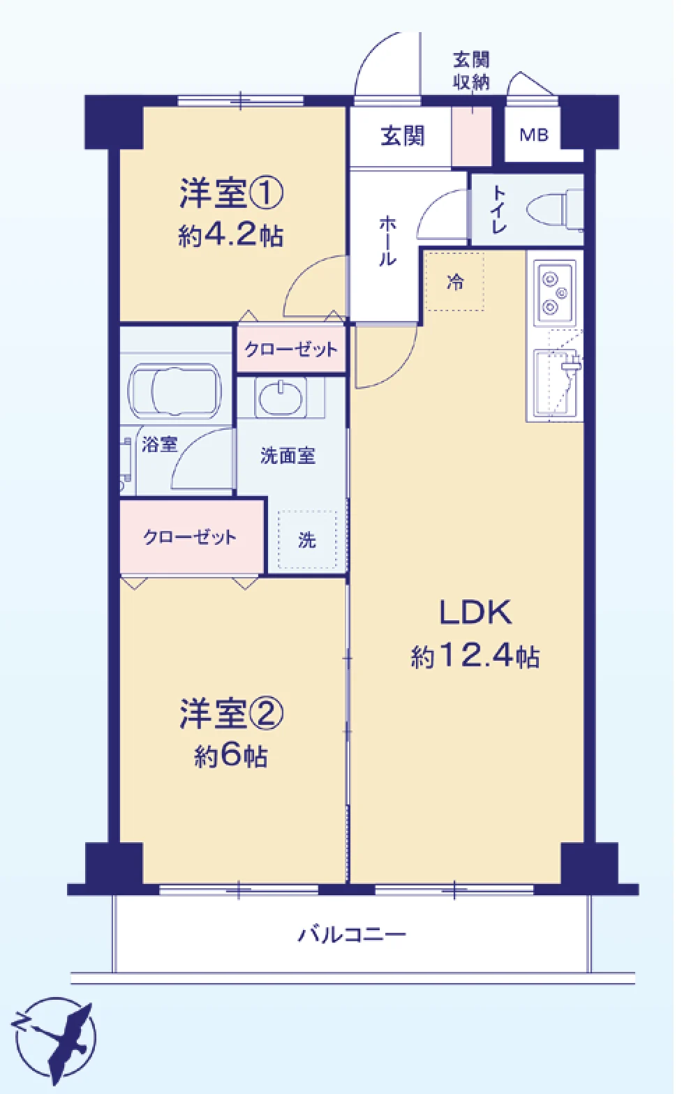 Floor plan — 2LDK, 50.32 sq m. Labels are in the original Japanese.
