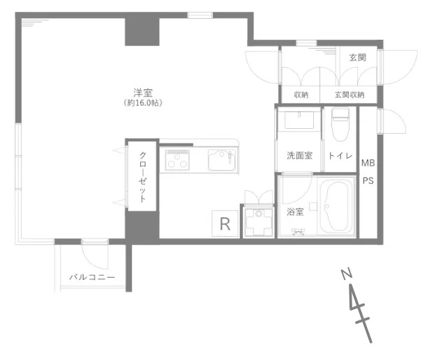 Floor plan — studio (1R), 39.57 sq m. Labels are in the original Japanese.