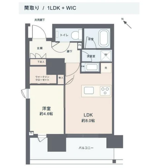 Floor plan — 1LDK with walk-in closet, 35.38 sq m. Labels are in the original Japanese.