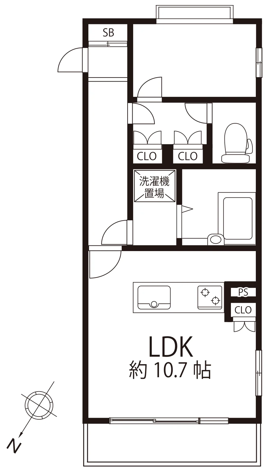 Floor plan — 1LDK, 40.16 sq m. Labels are in the original Japanese.