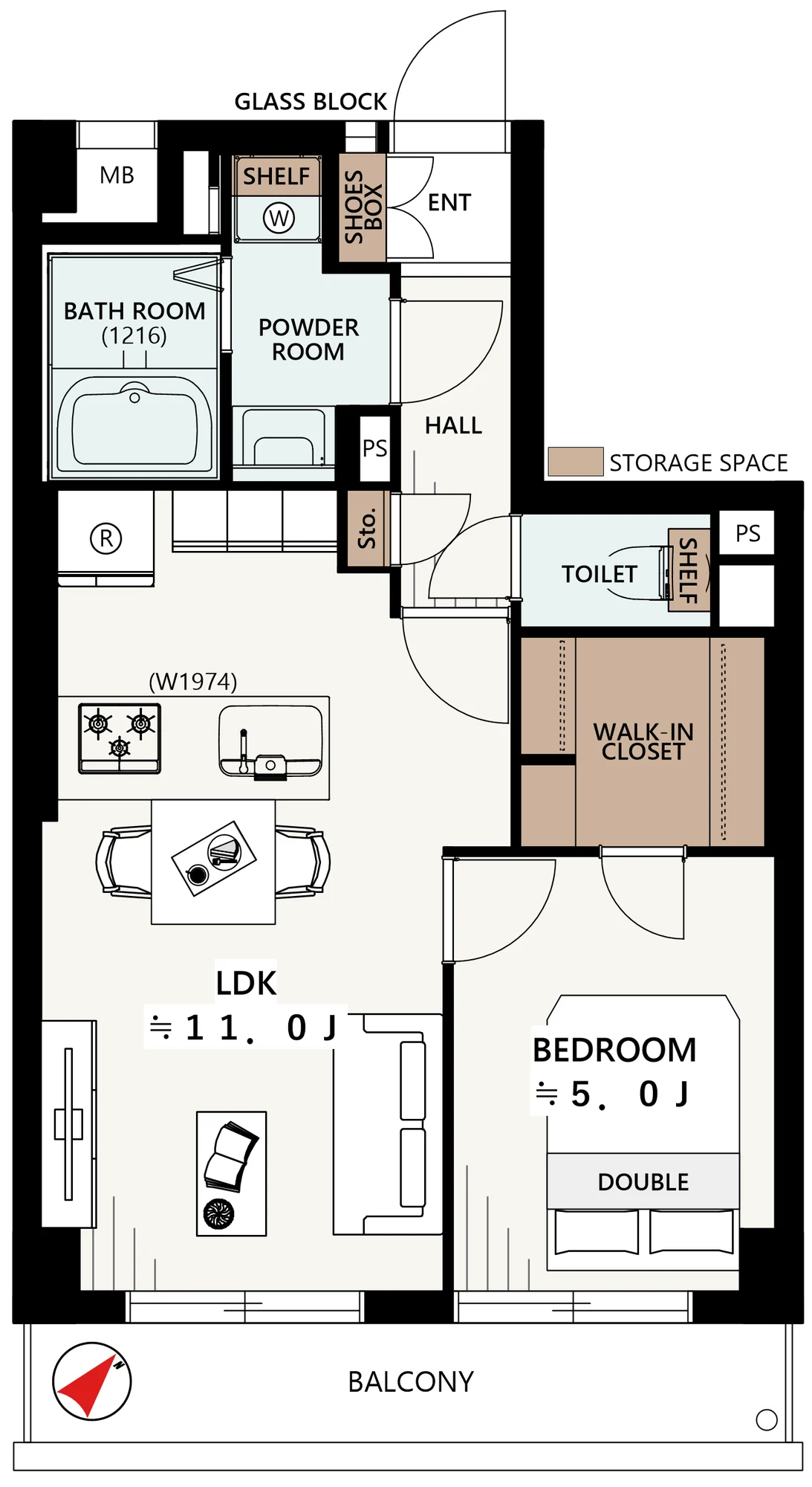 Floor plan — 1LDK + walk-in closet, 41.94 sq m.