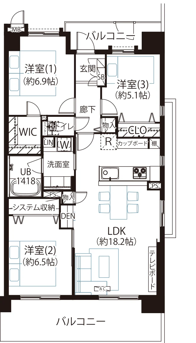 ルネ・グランマリーナ 潮見 間取図